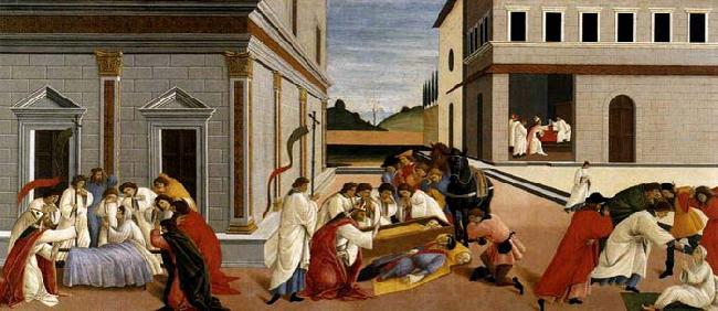 BOTTICELLI, Sandro Three Miracles of St Zenobius Norge oil painting art